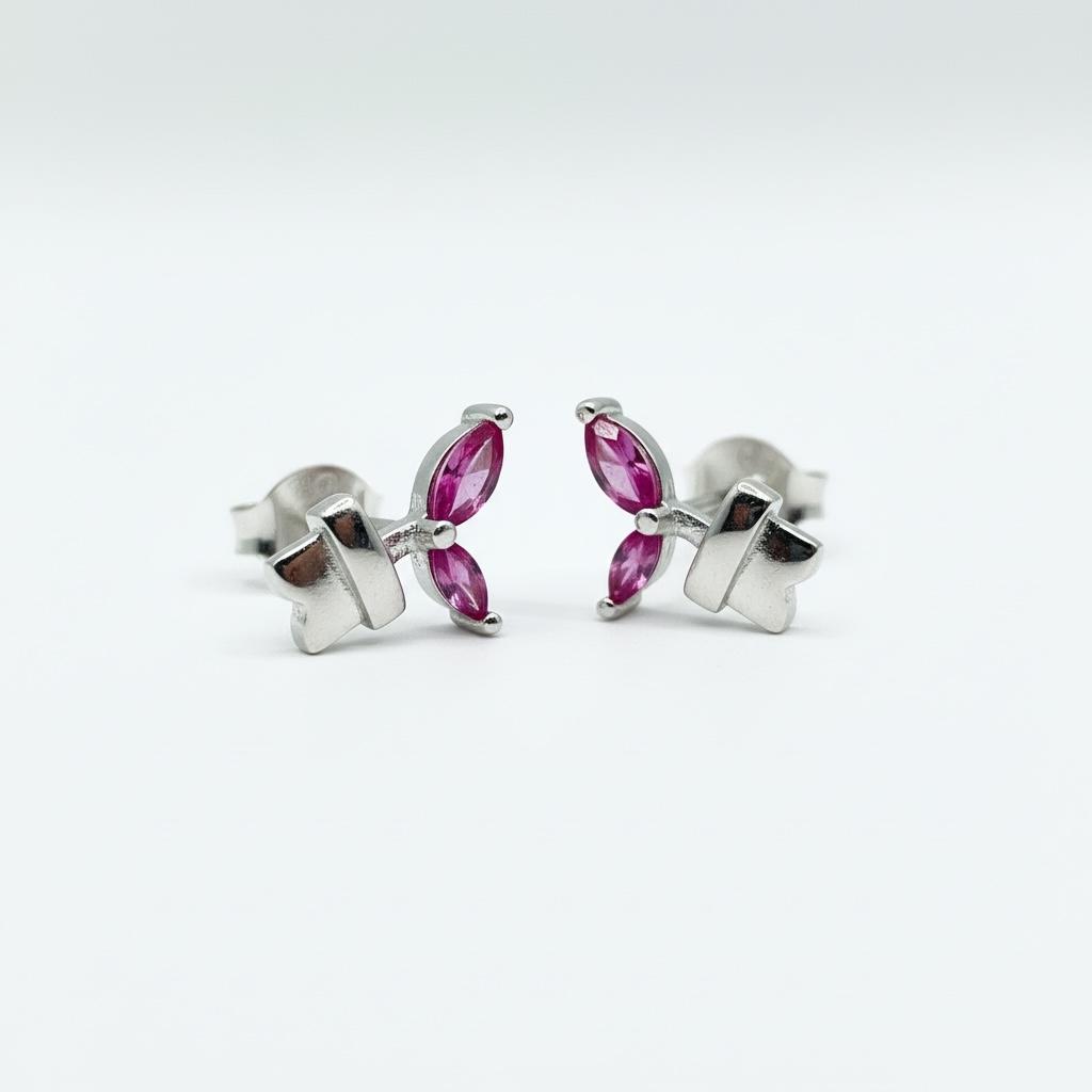 Tulsi Ruby Leaf Studd Earrings - Image 3