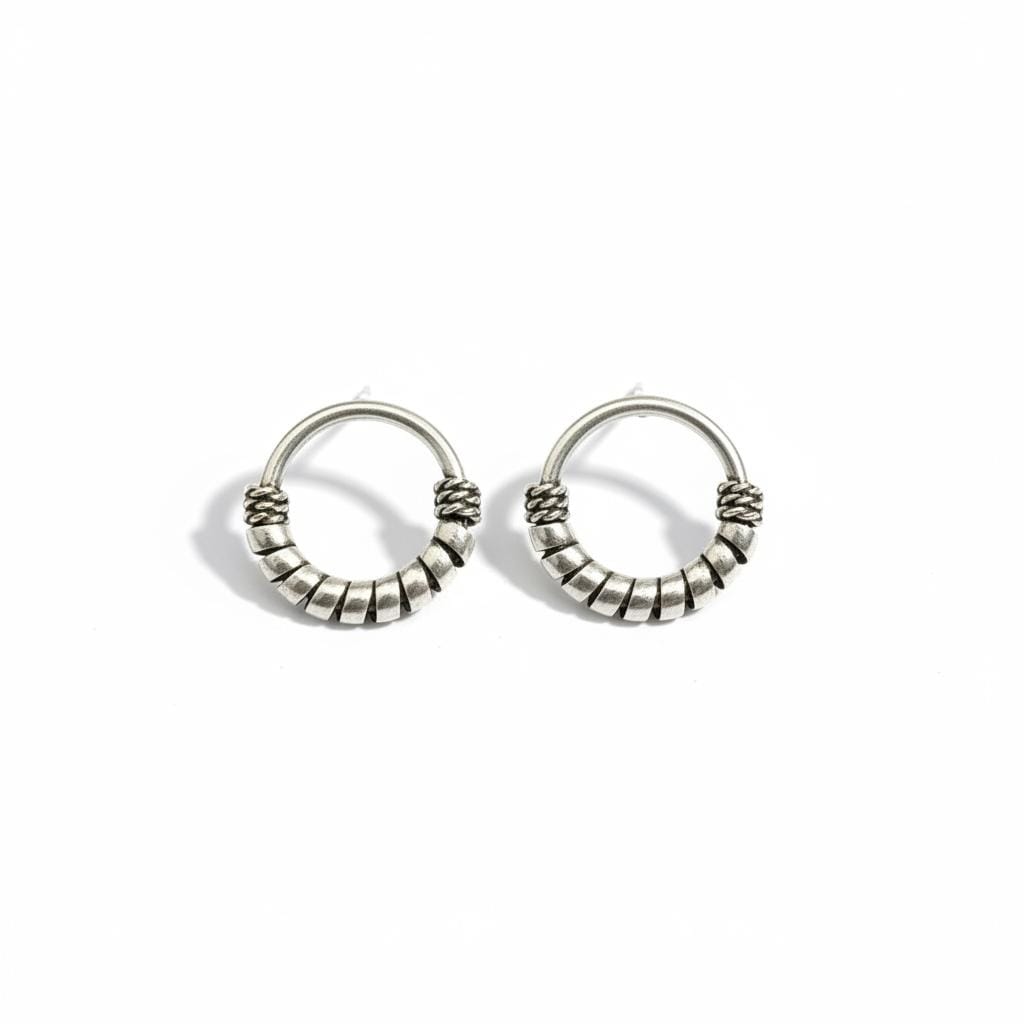 Rajasthani Oxidized Round Hoop Earrings