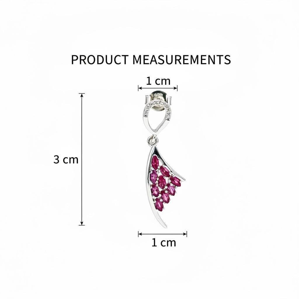 Shiny Curve Leaf Shape with Natural Ruby Stone droplet Earrings - Image 3