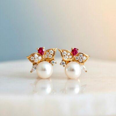 Rose gold flower studd earring