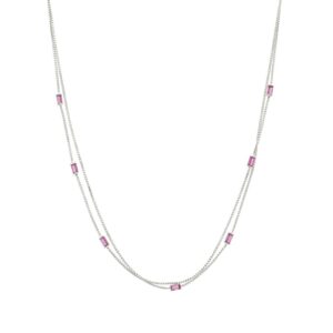MOOKSHA 925 Silver Natural  Red Swarovski Double Neck chain