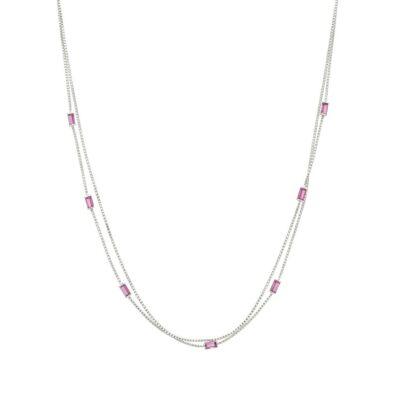 Natural  Pink Swarovski Double Neck chain