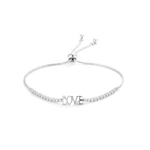 MOOKSHA 925 Silver Love Tennis Adjustable Bracelet