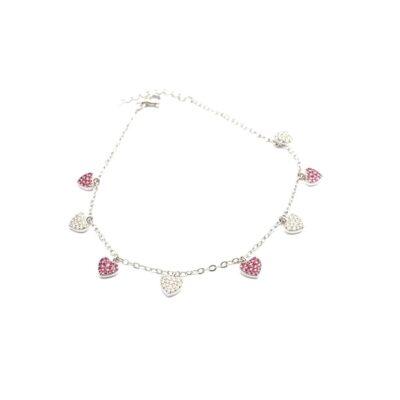 Heart lock Signature Bracelet with Ruby and AAA quality Zircon