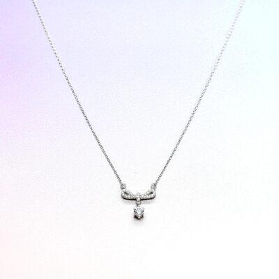 Infinity Solitaire Pendant with link chain Necklace