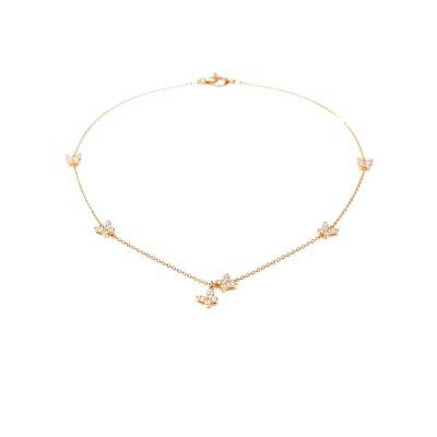 Rose Gold Butterfly Cluster Diamond Zircon chain Necklace