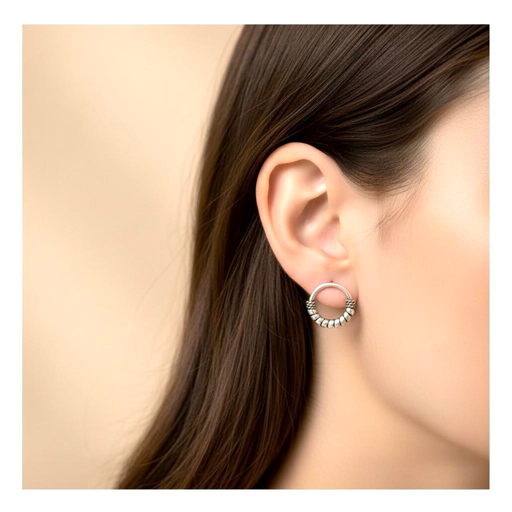 Rajasthani Oxidized Round Hoop Earrings - Image 2