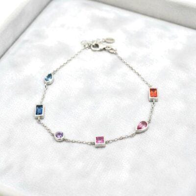 Multi Colour Natural Stone Adjustable Bracelet