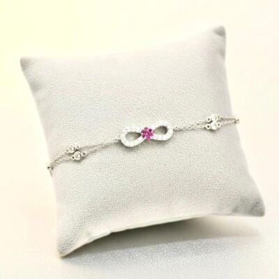 Infinity Natural Ruby with double layered chain Adjustable Bracelet